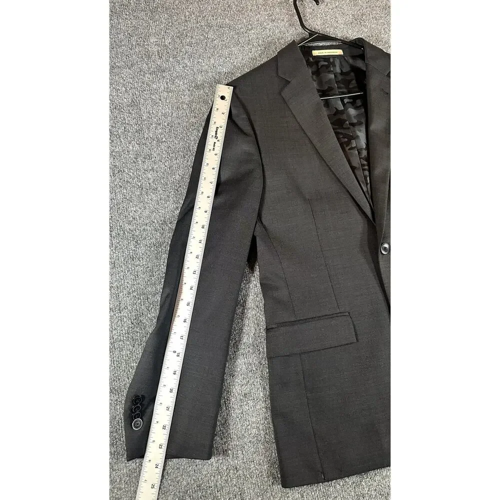 JOE Joseph Abboud Mens 38S Suit 32W Gray Super 120s Wool 2 Piece Camo Lined